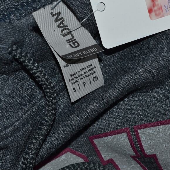 NWT Gildan Harvard Hoodie Sweatshirt Size S Gray Heavy Blend - Picture 4 of 5